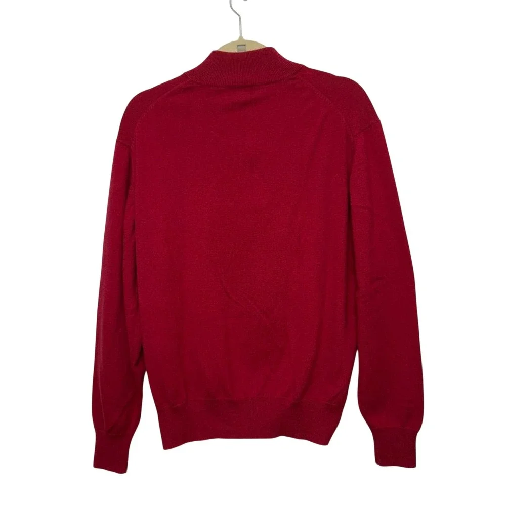 Orvis Men's Red Long Sleeve Quarter‎ Zip Cashmere Blend Pullover Size Large